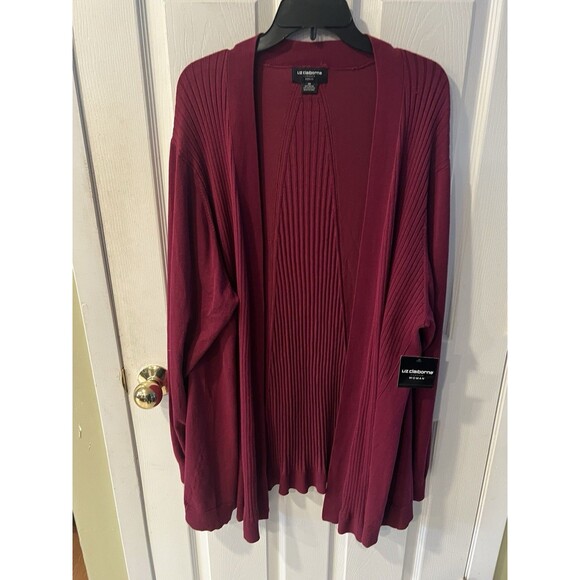 Liz Claiborne Sweater Plus 3X Open Cardigan Career Front Ribbed Casual Soft New - Picture 10 of 10